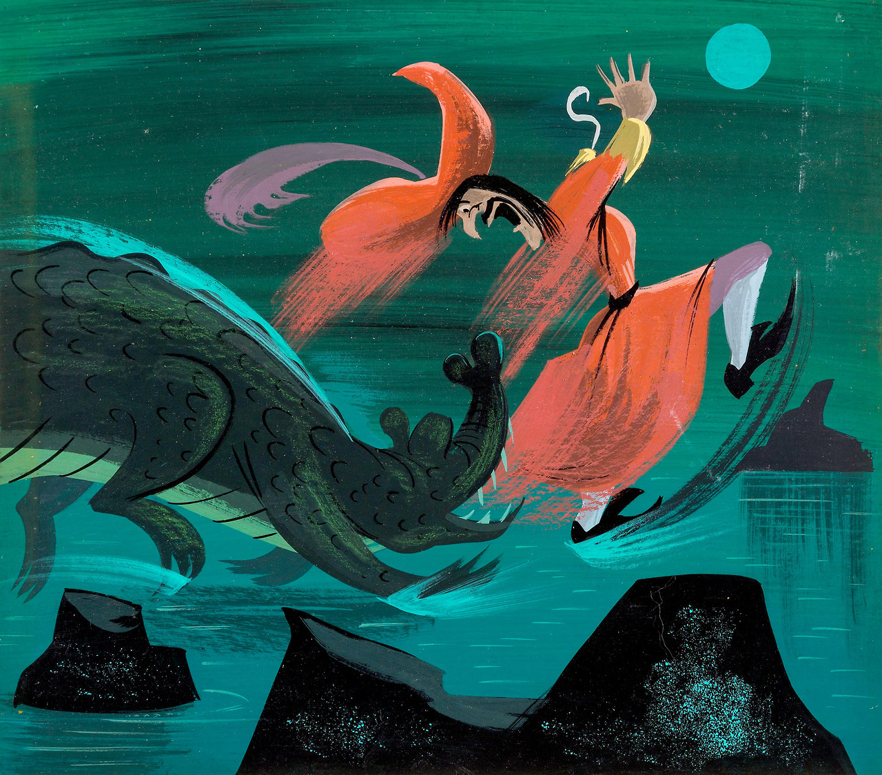 Tick Tock Croc concept art by Mary Blair